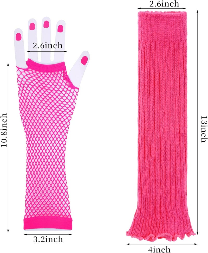 Miayon Leg Warmers Fishnet Gloves Fingerless Set Knit Long Socks for Women Girls 80s 90s Party Accessories Halloween - Image 3
